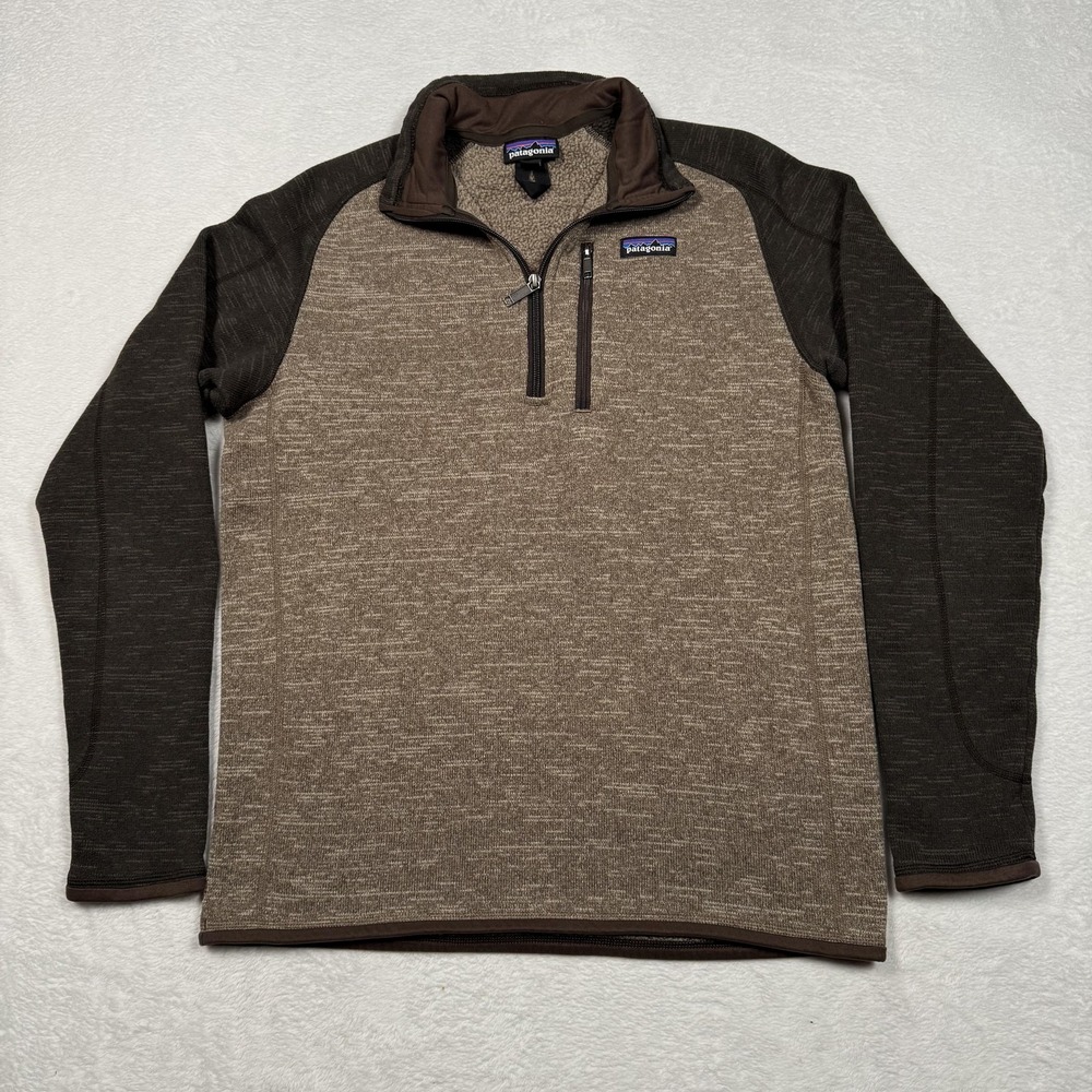 Patagonia Sweater Mens Medium Brown Heather Better Sweater 1/4 Zip STY25522‎ - Picture 2 of 10